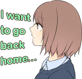 😩 e34346e1 I want to go back home... anime, triste, ragazza, casa, nostalgia, cartoni animati telegram sticker