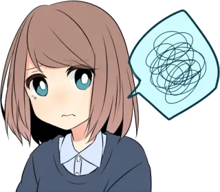 🤐 f6df26b0 anime, cartone animato, ragazza, preoccupata, stressata, pensierosa, confusa telegram sticker