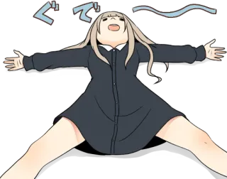 😖 ea01be05 ぐで anime, kartun, wanita, kelelahan, santai, berbaring whatsapp sticker