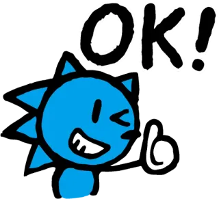 👍 003773e0 OK! ok, Daumen hoch, Cartoon, Blau whatsapp sticker