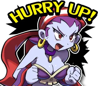 🔜 0053fcd5 Shantae HURRY UP! Shantae, Videospiel, Beeil dich, Cartoon, Sticker, Weibliche Figur telegram sticker