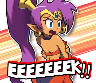 😱 b9c0de16 Shantae EEEEEEK!! videospielcharakter, cartoon, alarmiert, schreiend, Shantae telegram sticker