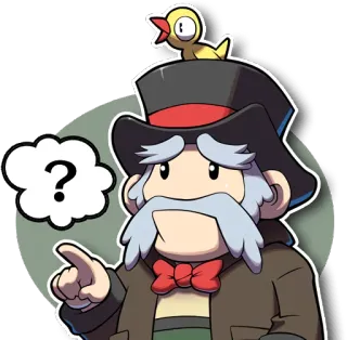 😶 d6518421 ? Fragezeichen, Cartoon, Figur, Zylinder, Schnurrbart, Fliege telegram sticker
