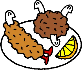 🍤 d415651f makanan, tempura, udang goreng, lemon, hidangan, makan whatsapp sticker