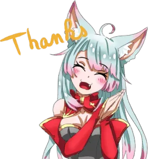 😄 1ec226b1 Thanks ขอบคุณ, อนิเมะ, น่ารัก, ผู้หญิง, หูจิ้งจอก, ประกาย, ขอบคุณ telegram sticker