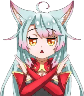 🙅‍♀️ 2a62405a สาวอนิเมะ, หูแมว, น่ารัก, สาวจิ้งจอก, ตัวละคร, มังงะ telegram sticker