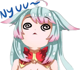 😵 59d59ede NYUU อนิเมะ, การ์ตูน, สับสน, เวียนหัว, สีหน้า telegram sticker