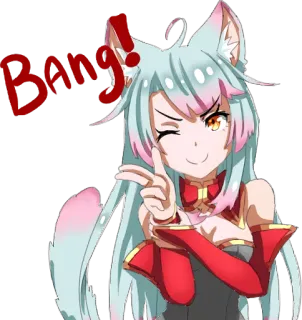 😉 f5fc9921 BANG! สาวอนิเมะ, หน้าม้า, ปืนนิ้ว, น่ารัก, ขยิบตา, การ์ตูน telegram sticker