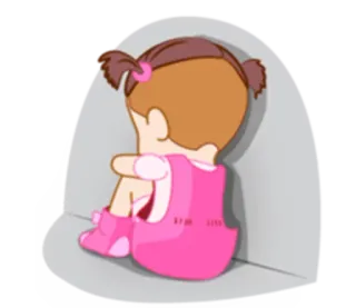 😞 021a88cc Kartun, Sedih, Gadis, Menangis, Kesepian, Kesal, Anak telegram sticker