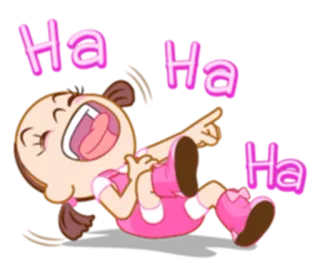 😂 13a809e8 Ha Ha Ha tertawa, kartun, gadis, senang, merah muda, riang telegram sticker