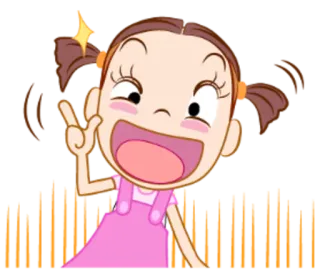 ✌ 1fb631b0 anime, kartun, gadis, senang, pose telegram sticker