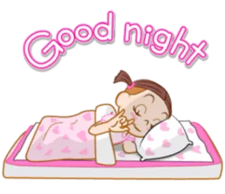 😴 6d718b11 Good night selamat malam, tidur, bayi, perempuan, kartun telegram sticker