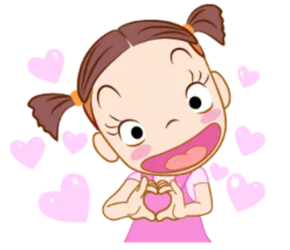 💚 7bebdc2c kartun, cinta, hati, gadis, imut telegram sticker