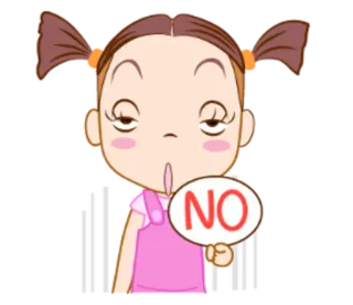 😦 b018db48 NO cewek, kartun, tidak, penolakan, ketidaksetujuan telegram sticker