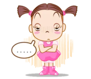 😐 beebe607 ..... kartun, gadis, kesal, cemberut, emosi telegram sticker