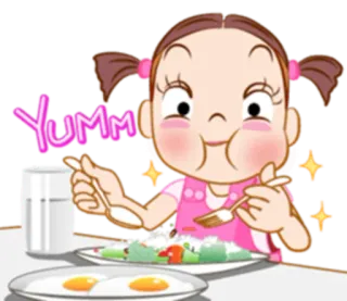 🍝 bf397db1 Yumm makanan, makan, lezat, imut, bahagia telegram sticker