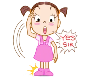 🙇 c85b8bf7 YES SIR kartun, gadis, hormat, siap, kepatuhan telegram sticker