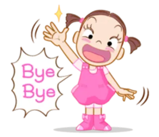 👋 ceadb77d Bye Bye perempuan, kartun, melambai, dadah, selamat tinggal, salam telegram sticker