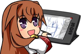 ✍ 128df0a9 Аниме, Мультфильм, Рисунок, Цифровое искусство, Девушка, Художник telegram sticker