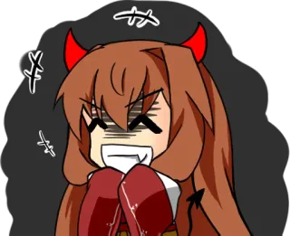 😈 258bc14c Аниме, Дьявол, Рога, Злой, Демон, Красный telegram sticker