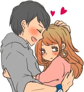 😠 be83193f 卡通, 情侣, 爱, 拥抱, 浪漫, 喜爱 telegram sticker