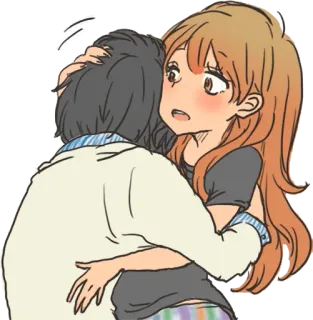 😣 e773e967 动漫, 拥抱, 情侣, 卡通, 浪漫, 爱意 telegram sticker