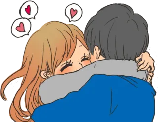 😍 ec048d56 爱, 情侣, 拥抱, 浪漫, 喜爱, 卡通, 心 telegram sticker