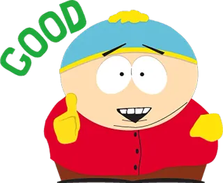 👍 931ab991 Eric Cartman South Park GOOD Мультфильм, Эрик Картман, Южный парк, Большой палец вверх, Хорошо telegram sticker