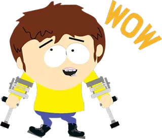 🤪 93fb34f2 WOW стикер, персонаж, мультфильм, вау, костыли telegram sticker