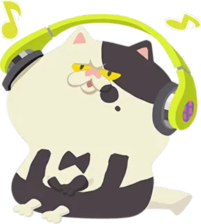 😺 004b074c gato, auriculares, música, dibujo animado, animal, mono telegram sticker