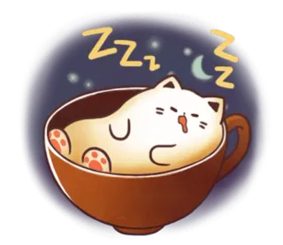 ☕ cf568746 ZZZ 고양이, 자는, 컵, zzz, 귀여운, 동물, 카와이, 만화 whatsapp sticker