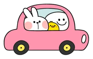 🌼 90dd4741 Dessin animé, Lapin, Poulet, Personnage, Voiture rose, Mignon telegram sticker