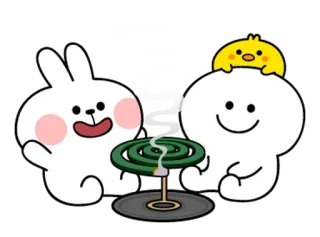 🌼 952a78a9 lapin, poussin, serpentin anti-moustique, mignon, dessin animé telegram sticker