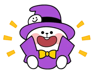 👻 cbe00e0f การ์ตูน, กระต่าย, มายากล, หมวก, หูกระต่าย, น่ารัก telegram sticker