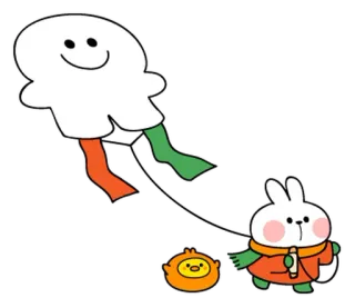 🐯 fd50c00e Kreskówka, Postać, Słodki, Ilustracja, Latawiec, Królik telegram sticker