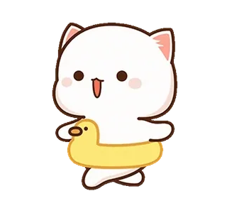 ⭐️ 91e58d08 милый, кот, животное, кавай, мультфильм, счастливый, утка, бассейн whatsapp sticker