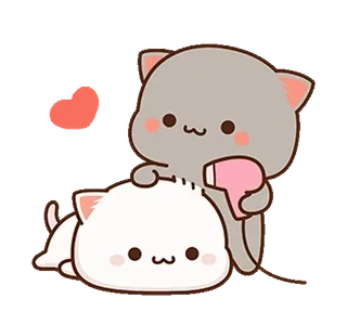 ⭐️ 96d572e2 кот, милый, мультик, животное, сердце, уход, фен whatsapp sticker