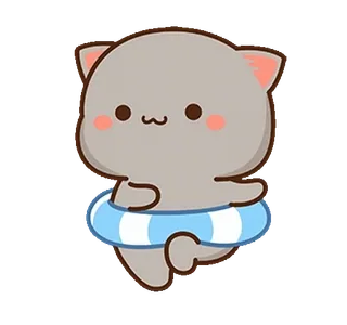 ⭐️ b63916ec кот, мультфильм, милый, плавание, бассейн, круг, каваий whatsapp sticker