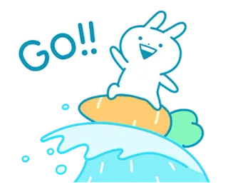 ☀ e7f6b6bf GO!! lapin, carotte, vague, allez, motivation, mignon, joyeux telegram sticker