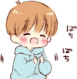 🙏 335dc88d ぱち Аниме, Мультфильм, Милый, Каваи, Чиби, Мальчик, Счастливый telegram sticker