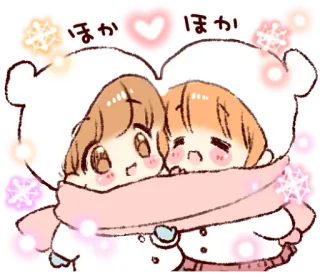 🧣 dadee411 ほか ほわ каваи, милый, зима, снег, сердце, дружба, мультфильм telegram sticker
