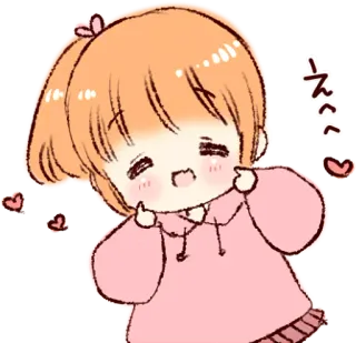 ☺️ e4a37e81 えへへ Аниме, Девушка, Каваий, Сердечки, Милый, Чиби, Улыбается telegram sticker