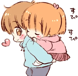 😊 fc43b516 すぴっ Аниме, Милый, Пара, Любовь, Кавайный telegram sticker