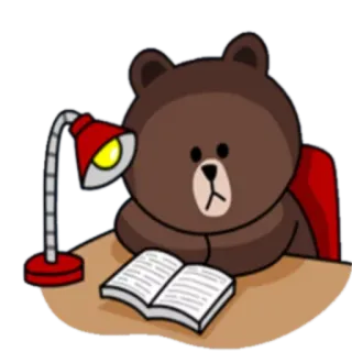 📚 1b7c34b7 Brown oso, estudiando, leyendo, lámpara, escritorio, dibujos animados telegram sticker