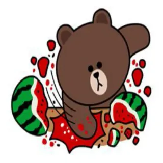 😠 2a73f926 Brown Bear oso, sandía, dibujos animados, animal, pegatina, comida, aplastar telegram sticker