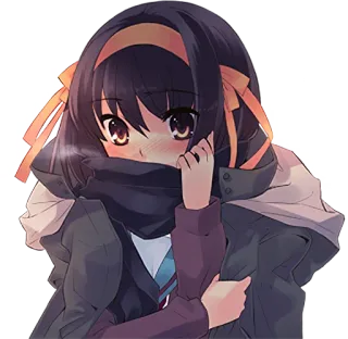 😗 4509c66f Yuki Nagato The Melancholy of Haruhi Suzumiya anime, girl, haruhi suzumiya, yuki nagato telegram sticker
