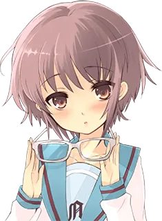 🤓 658059fa anime girl, eyeglasses, short hair, cartoon, school uniform telegram sticker