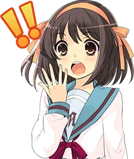 😱 7afc1658 Haruhi Suzumiya The Melancholy of Haruhi Suzumiya anime, cute, girl, shocked, haruhi suzumiya, exclamation mark telegram sticker