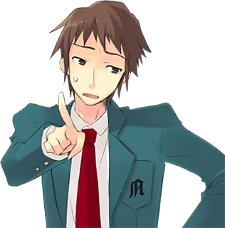 😥 984d134d anime, pointing, school uniform telegram sticker