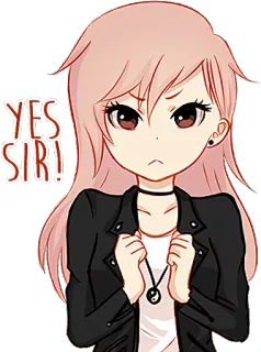 👌 146298ec YES SIR! Oui monsieur, Attitude, Fille anime, Sarcastique, Fille, Cheveux roses whatsapp sticker